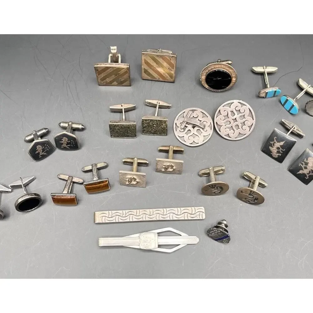 Sterling Silver Cufflinks Lot Vintage Taxco Siam Other Single Craft Scrap AS IS